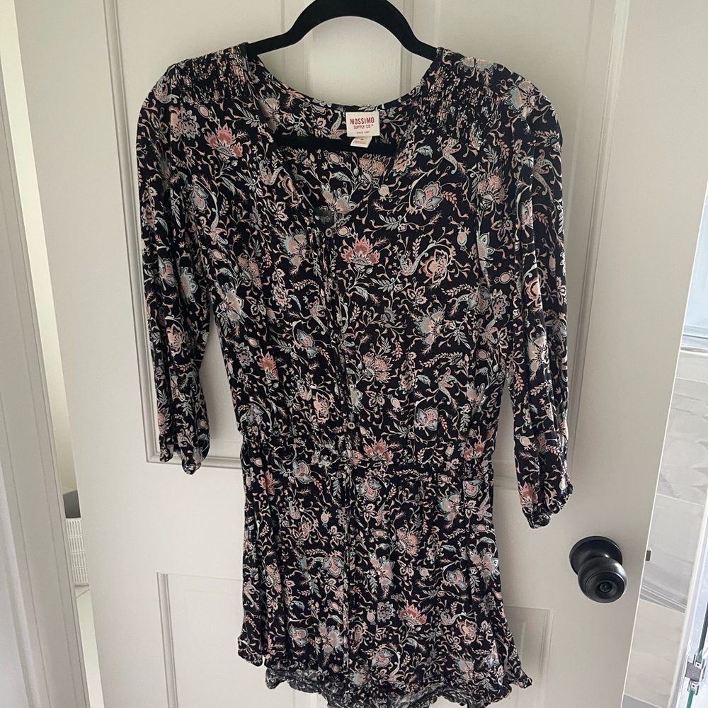Floral Print Long Sleeve Romper